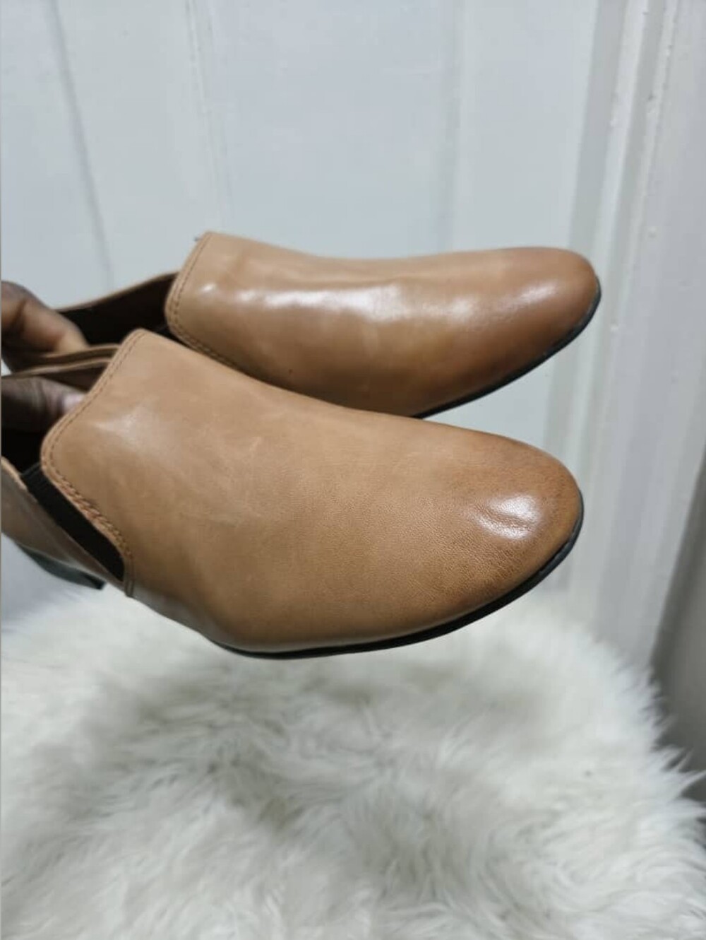Franco Sarto Tan Leather Slip On Loafers Flats Women's Size 7.5
